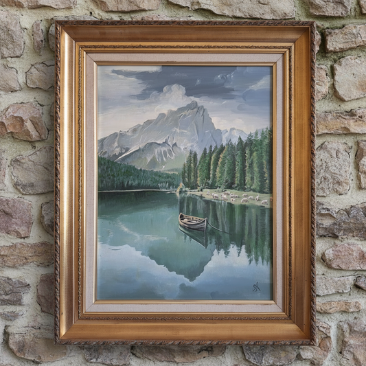 Tranquillité d'un lac — peinture encadrée avec marges